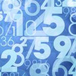 An abstract blue pattern with numbers