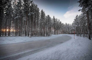 empty snowy road