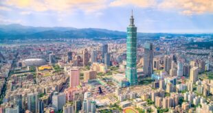 aerial view of cityscape at taipei center district taiwan 861177234 5b7f14a446e0fb005087f1e3