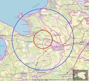 Ohustatud (3km) ja järelevalve tsoon (10 klm)