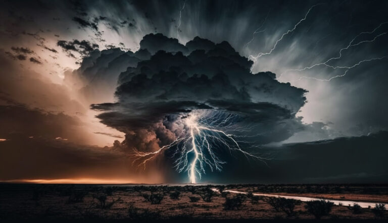 Silhouette against dramatic sky, dark and ominous ,generative AI
