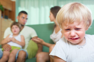 couple with children having quarrel