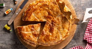 galette des rois wooden table traditional epiphany cake france