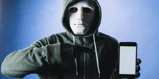 hacker with smartphone template