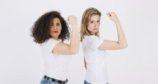 young women showing biceps