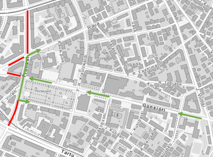 Pronksi tänaval avatakse osaliselt kolm ristmikku 1 Liikluskorraldus Pronksi tänaval 1.-15.09.2023
