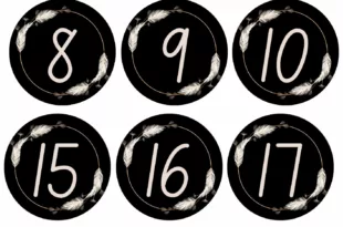 Boho Calendar Numbers Black a4 document