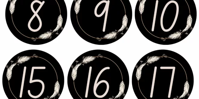 Boho Calendar Numbers Black a4 document