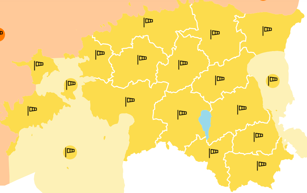 Eesti ilmateade ja hoiatused 21.12.24 - Teepinnad on libedad ja tugev tuul oodata 1 minuaeg, ilm