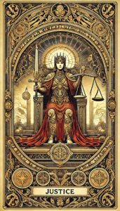 Reede 17 oktoober 2025 Tarokaart on Õiglus 7 tarokaart Õiglus
