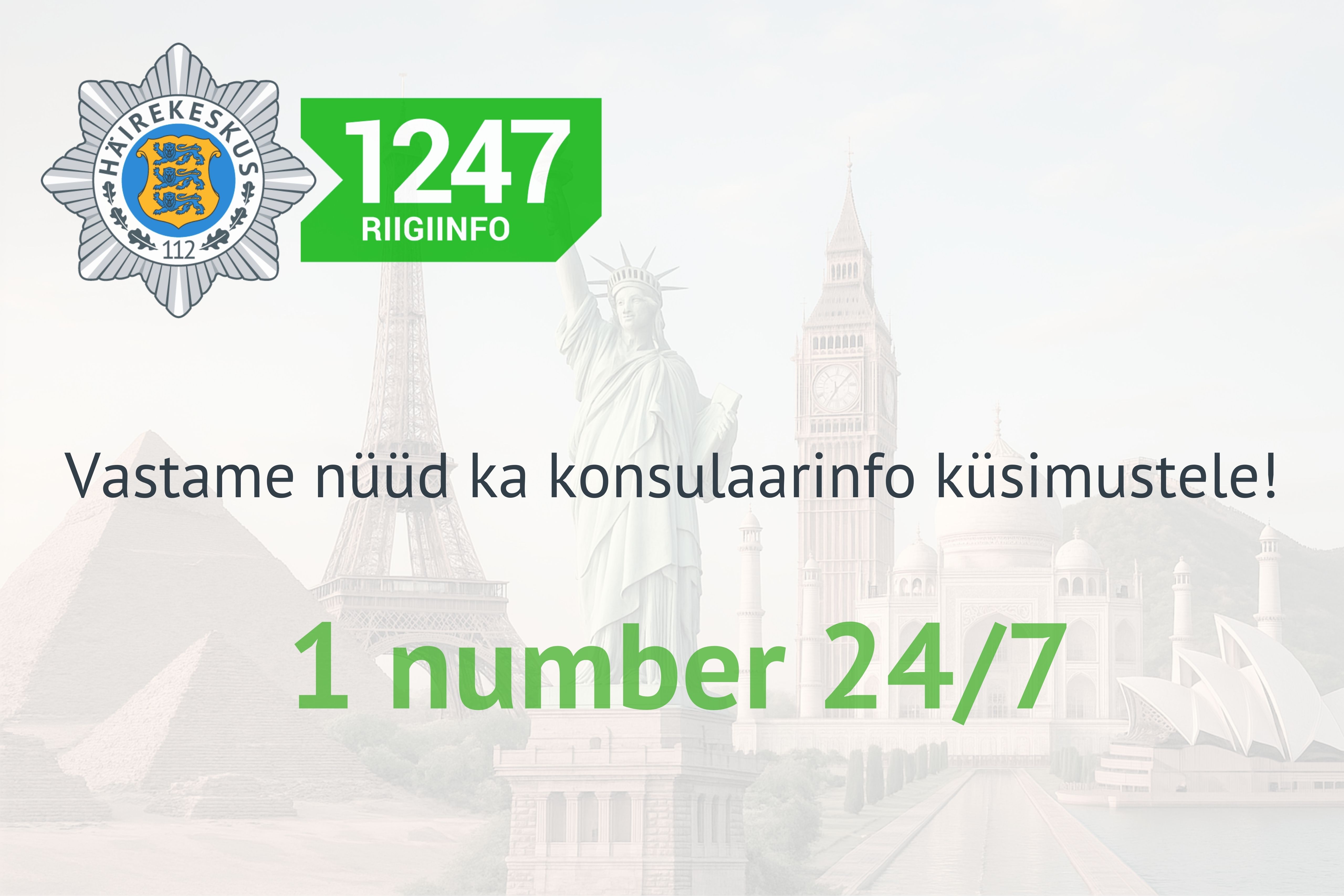 1 number, 24 tundi päevas, 7 päeva nädalas pakub nüüd ka konsulaarinfot! 1 konsulaarinfo